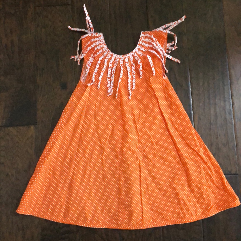 Isabel Garreton Polka Dot Fringe Dress Orange 6